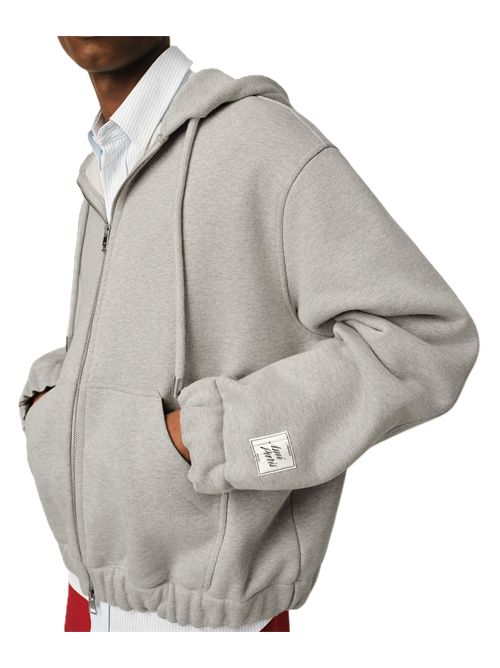 Hoodie in felpa loopback pesante. Ami Paris | USW793.JE02380951HEATHERASH GREY